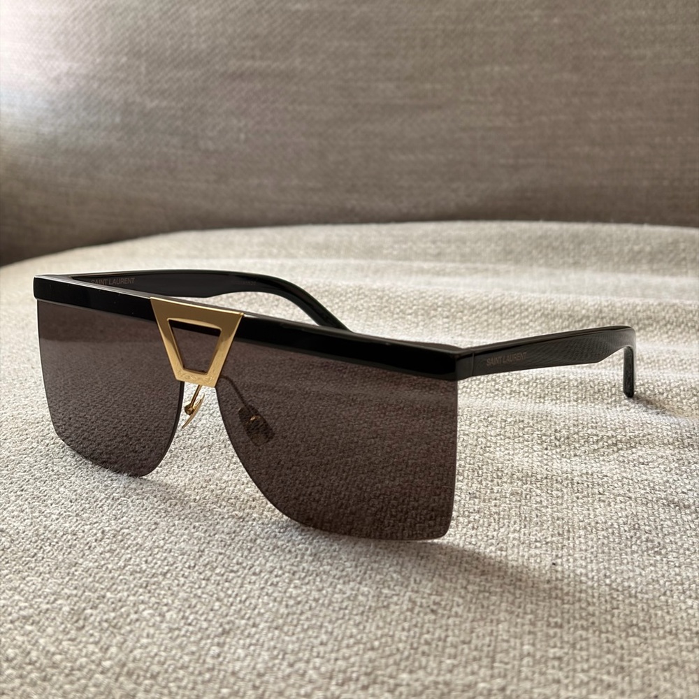 Saint Laurent Oversized Black Sunglasses with Gold Detail style#SL537 PALACE